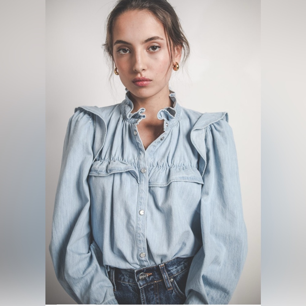 SOLD | Isabel Marant Etoile Idety Chambray Blouse in Light Blue